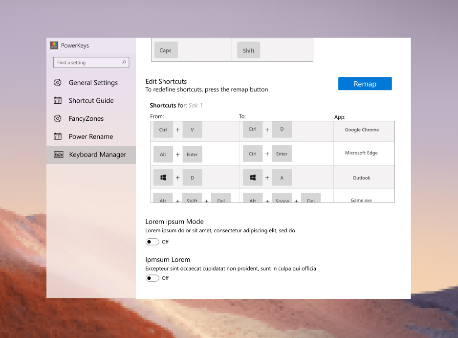 Settings Landing page continued alt text